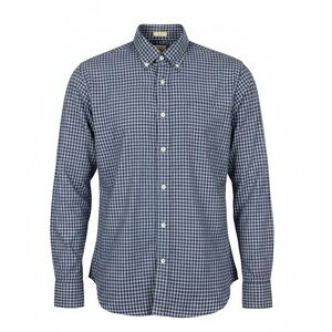 J.Crew Men’s Large‎ Slim Fit Linen Button Up Shirt Navy White Windowpane